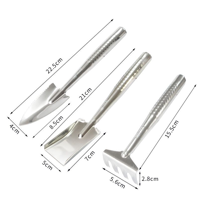 Todo el acero inoxidable engrosada pala rastrillo pala mini pala rastrillo traje balcón cultivo de hortalizas y suculentas herramientas de jardinería