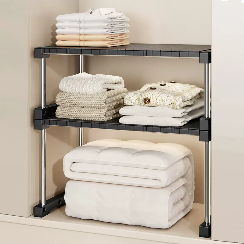 衣柜分层隔板柜内伸缩置物架衣服橱柜宿舍家用隔板隔层分层架批发