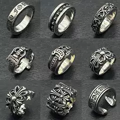 High Version of Croton Eternal Heart Ring Retro Wide and Narrow Ins Cross Couple Ring for Men and Women. Personality