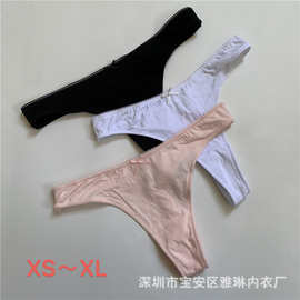 外单尾货舒适棉简约花边丁字裤女纯色蝴蝶结透气低腰内裤cotton