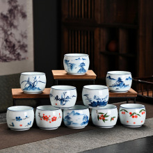 新款手绘主人杯陶瓷功夫喝茶杯大号仿古青花瓷釉下彩品茗单杯茶盏