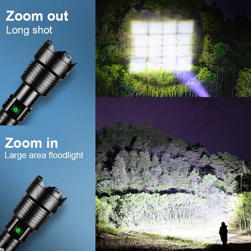 Cross-border XHP199 High-Intensity Flashlight XHP160 with Charging Bank Type C Fast Charging Outdoor High-Intensity Tactical Flashlight