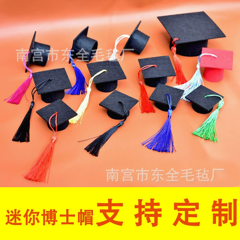 Мини-Кепка доктора Кепка для выпускного бакалавра Винная бутылка Букет свежих цветов Аксессуары для кукол Выпускной Сезонный Войлок Маленькая Кепка доктора