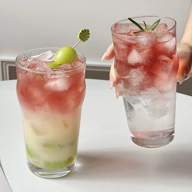 ins网红餐厅饮品杯果汁杯气泡水杯创意玻璃杯奶茶杯冰拿铁咖啡杯