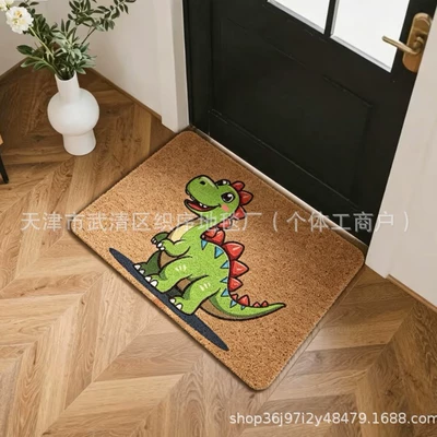 Cross-border outdoor shoe-changing entrance door Avtomobil döşəmə paspasları - zx-nature-and-dinosaurs-20-3040silk-loop-without-edge-finishing