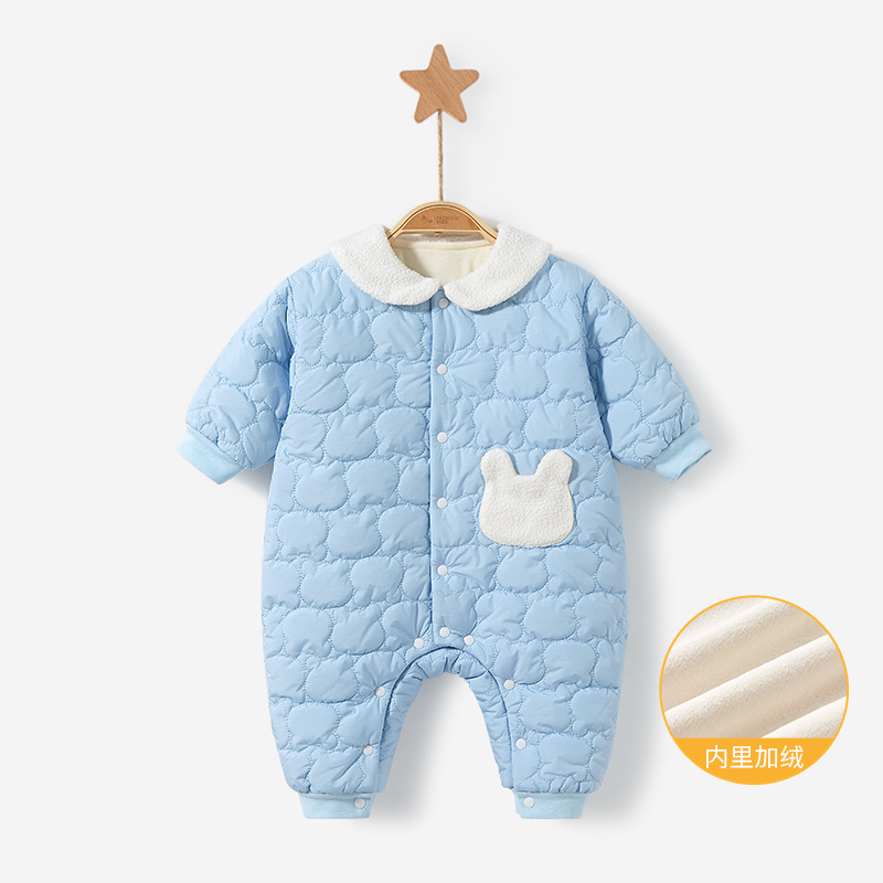 Mono de bebé Otoño e Invierno recién nacido cálido ropa engrosada forrada de lana para hombres y mujeres traje de mameluco ropa de invierno para bebés
