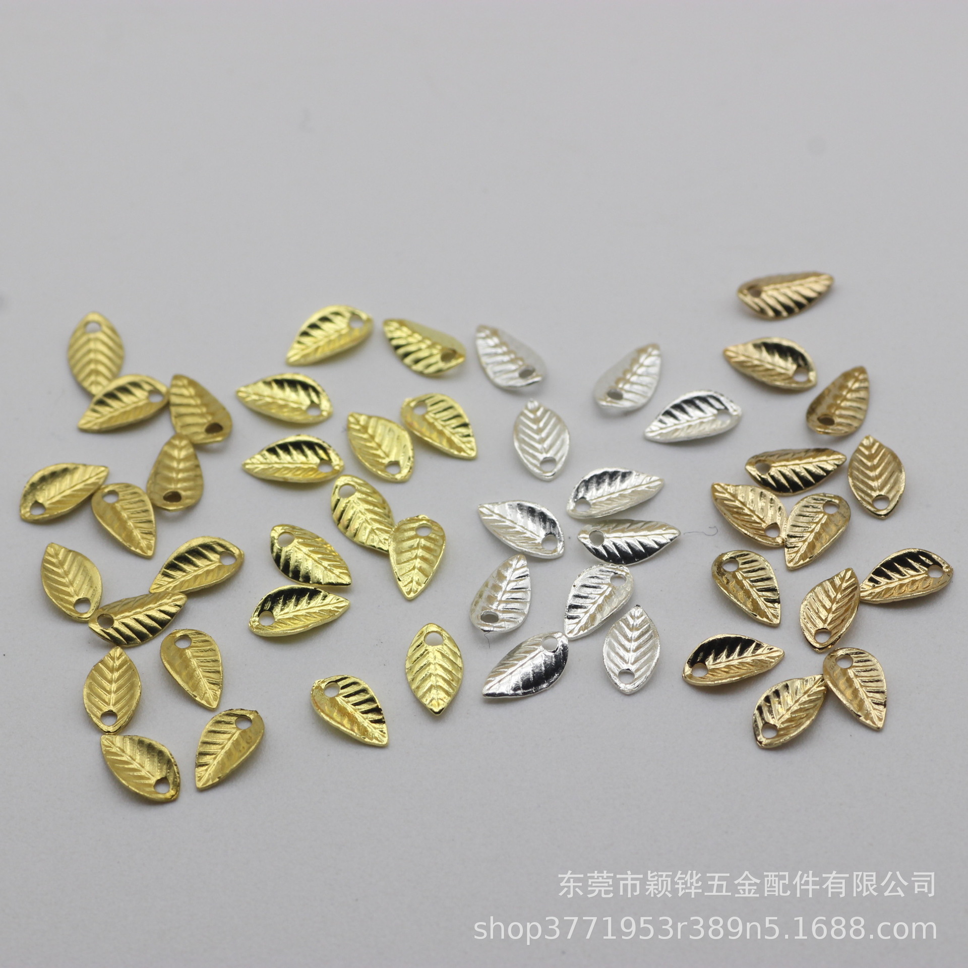 diy饰品配件古风宫花发饰发簪材料黄铜4*7mm单孔小树叶花片吊饰