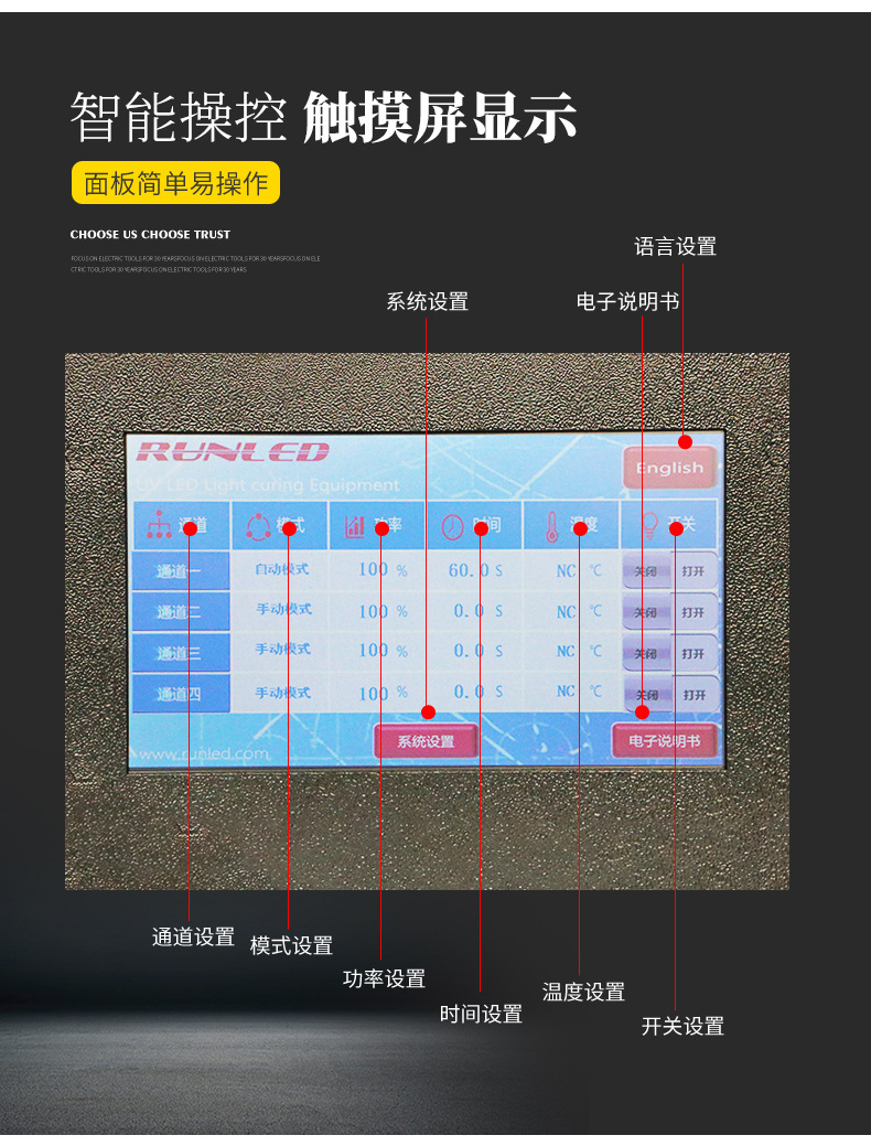 上海润铸紫外线UVLED固化机箱式uvled固化箱烘箱喷塑涂装固化设备