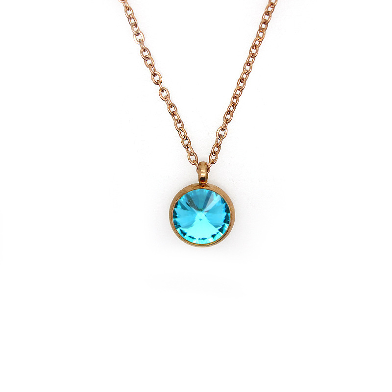 HC531 lake blue+rose gold -colored flat cross chain
