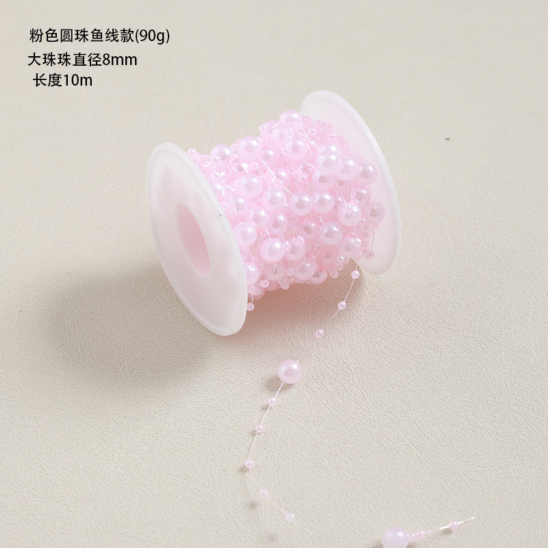 Línea de pescado rosa con cuentas redondas de 10 metros