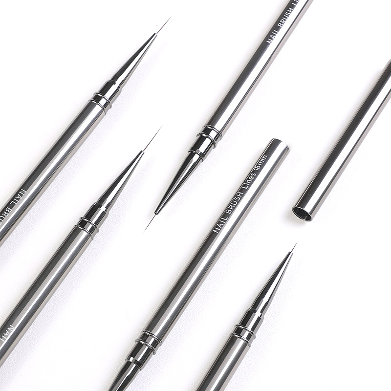Cross-border uñas de metal dibujo pluma pintura de La Flor pintura floreciente pluma esbelta arte de uñas pluma pistola de cobre negro tubo de aluminio cepillo