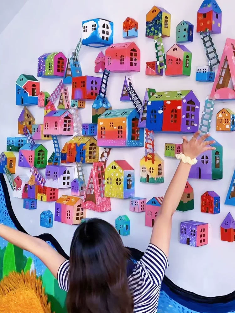 Конструктор из картона «Город мечты», детский сад, уголок, ручная работа, маленький домик, строительные материалы, модель
