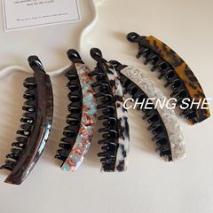 大容量の大きなバナナクリップ〜韓国FRANCE縦型クリップ後頭部ポニーテールクリップヘアクリップヒョウ柄フレンチツイストクリップ