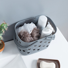 Nordic style plastic portable bath basket bathroom washing dirty clothes storage blue love hollow shopping basket wholesale