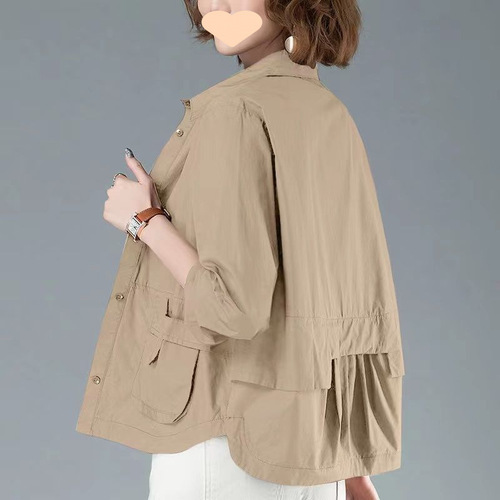 Short Women's Open Top Coat, Thin Early Spring 2025 Fashion Casual Cardigan, Small Figure Shirt Windbreaker Jacket Top