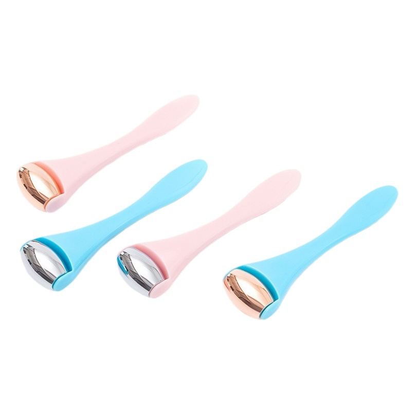 Cross-border hot selling facial silicone massage stick zinc alloy roller eye cream stick pink multicolor beauty massager suit