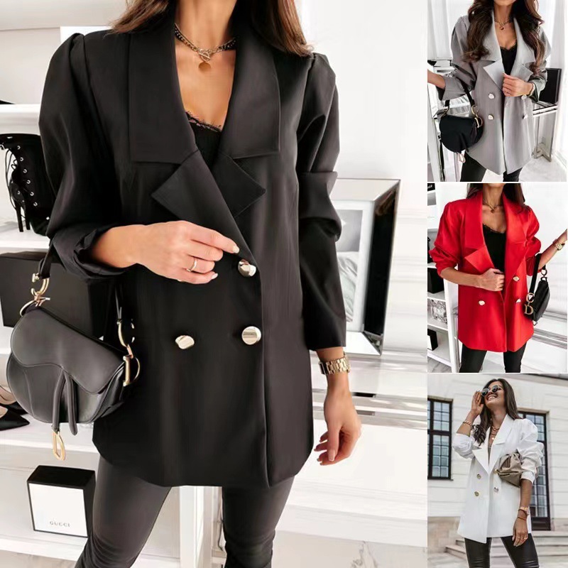 New 2026 Autumn and Winter Urban Style Women's Polyester Long-Sleeved Lapel Loose-Fitting Blazer