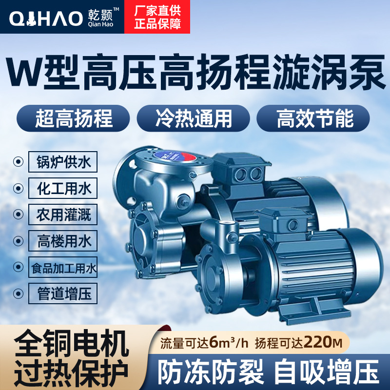 W型单级旋涡泵380V卧式高温高扬程锅炉给水泵供暖增压热水循环泵
