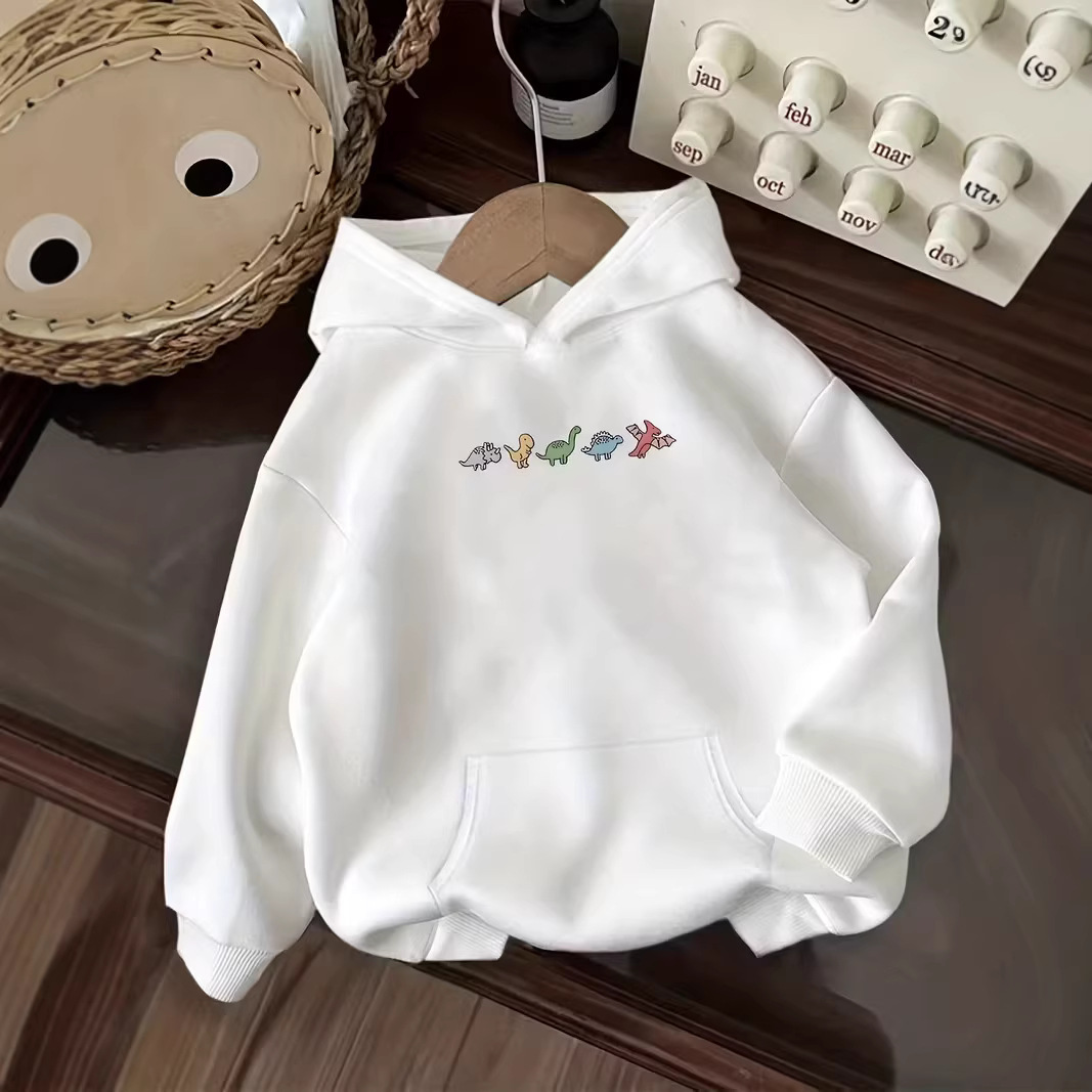 Women's Clothing Retro Sportswear Hooded Sweatshirt Colorful Dinosaur Print American Style Autumn Hot Selling_ecoleips.com