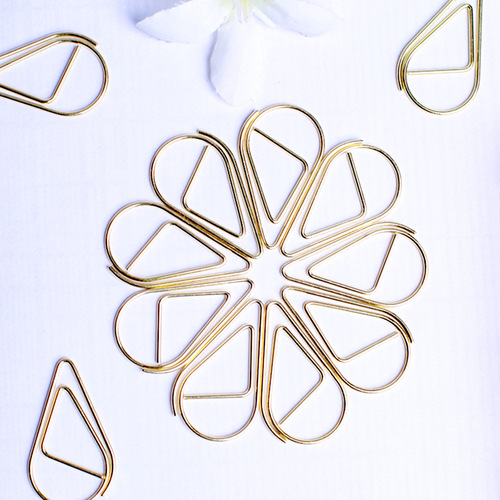 Creative water drop-shaped gold-colored clips, colorful cartoon wholesale metal clips, cute box-packed pins