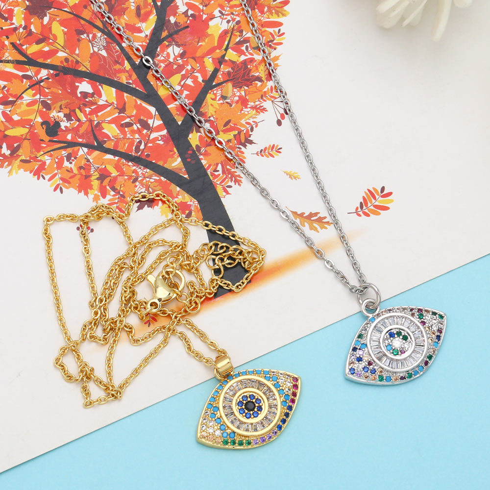Fashion Devilu0027S Eye Copper Pendant Necklace Inlay Zircon Copper Necklaces