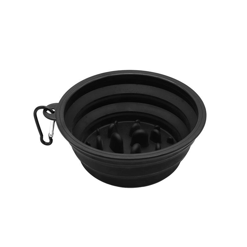 Spot al por mayor utensilios para mascotas Tazón plegable de silicona Tazón para perros Tazón para perros Tazón portátil para arroz para perros al aire libre Tazón de comida lenta para perros