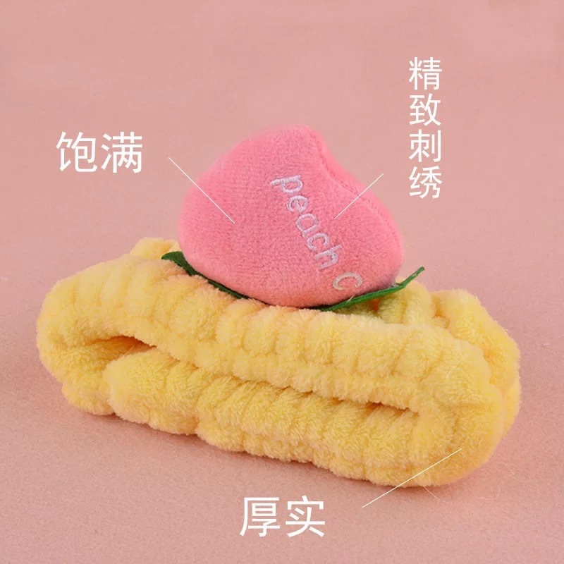 Estilo coreano Internet celebridad fruta melocotón rojo banda de pelo femenino lavado de cara maquillaje borde ancho diadema accesorios para el cabello de dibujos animados al por mayor