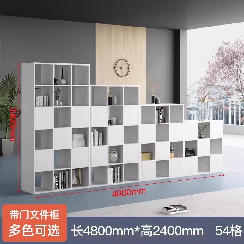20 _ Gabinete de cuadrícula de puerta de cinta blanca pura (4.8 m de largo, 0.4 m de profundidad, 2.4 m de altura)