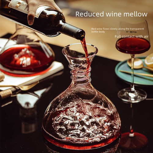 High-end Lead-Free Crystal Iceberg Red Wine Decanter Quick Wine Pourer Red Wine Glass Set for Home European Style