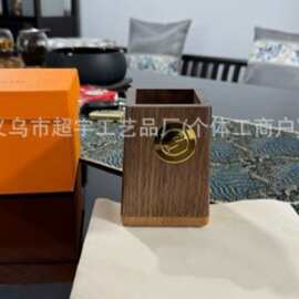 实木笔筒礼盒轻奢办公桌面收纳复古国风摆件单位送客户礼物礼品