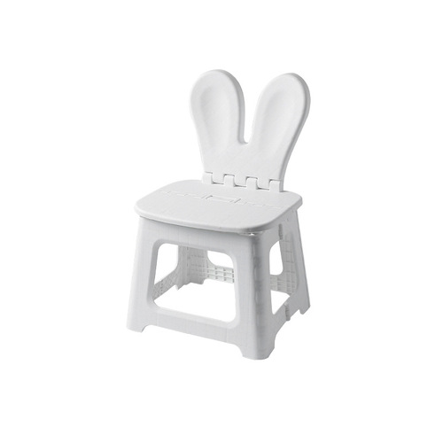 Rabbit Children Foldable Backrest Chair, Thick Portable Home Chair Outdoor Creative Bench Cartoon Backrest Chair Plastic Folding
