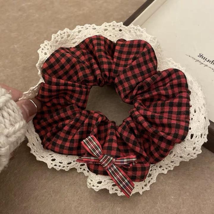 66#빨간색과 검은색 격자 무늬 레이스 나비