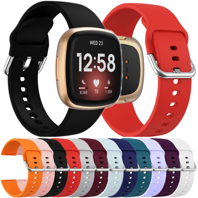 Fitbit Versa 3/Sense Watch Strap Samsung Buckle Monochrome Silicone Sports Wristband Fitbit Versa 3/Sense Watch Strap Samsung Buckle Monochrome Silicone Sports Wristband