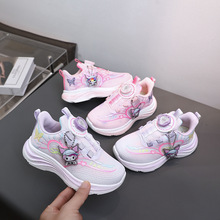 新款旋转纽扣品牌儿童网面鞋批发亮灯小女孩童运动鞋5309