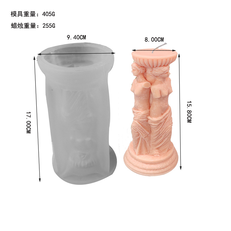 Estilo europeo retro columna romana Venus diosa cabeza retrato fondant molde DIY aromaterapia yeso vela molde de silicona