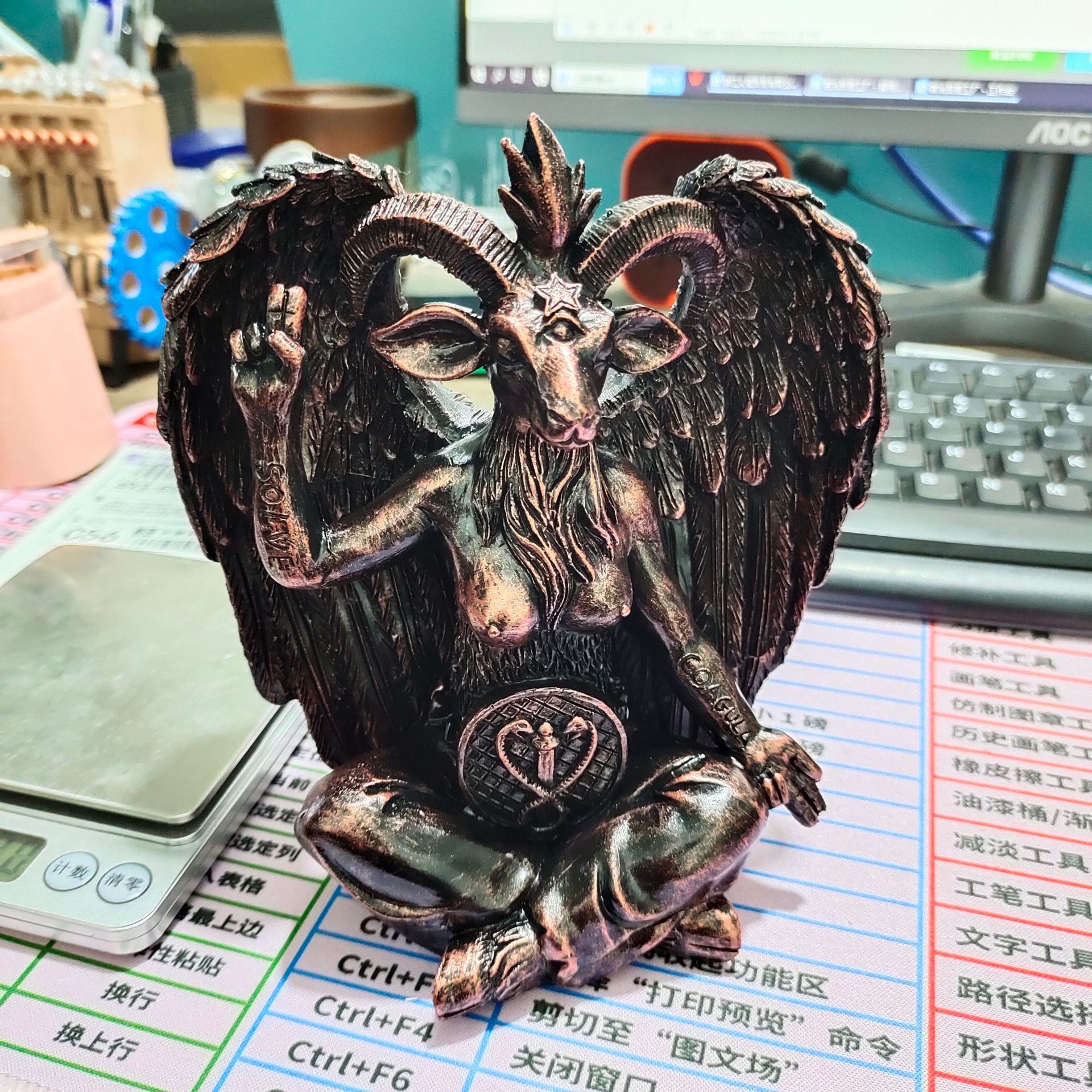 跨境山羊神像雕塑摆件装饰品家居信仰神灵黑山羊撒旦创意树脂-阿里巴巴