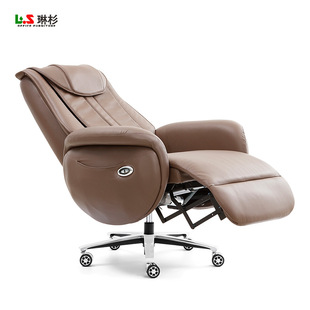 Multifunctional Electric Massage Leather Chair Luxury President Tai Ban Cowhide Chair Manager Office Seat Reclining Free Shipping