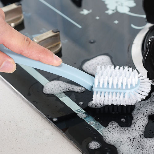 Multifunctional five-sided shoe cleaning brush, multi-directional, no dead ends, hard-bristled household plastic long-handled brush manufacturer wholesale