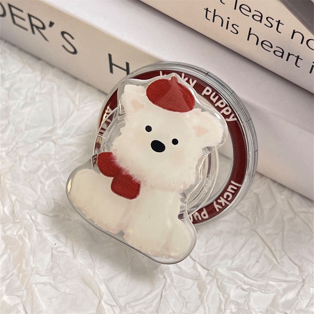 Red riding hood little white dog magnetic stand