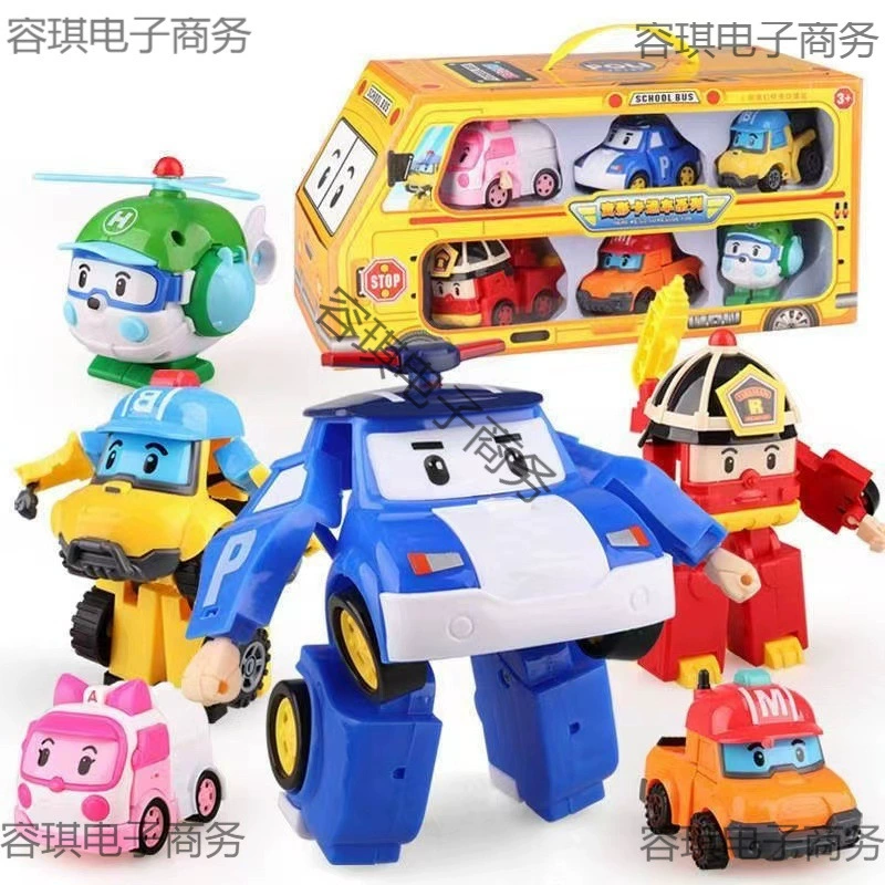 Набор игрушек-роботов Полли, полицейская машина, пожарная машина Рой, детская игрушечная машина, трансформирующаяся шерифская пожарная машина.
