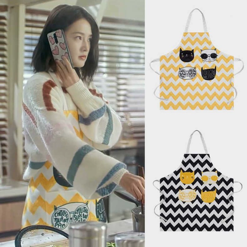 Высокая ценность плащи фартук женская домашняя кухня сетка красная милая кошка леди звезда с хорошим качеством меню