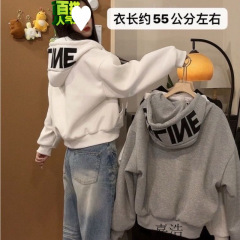 春秋新款美式连帽字母其他卫衣女韩版常规百搭其他,图案短款外套