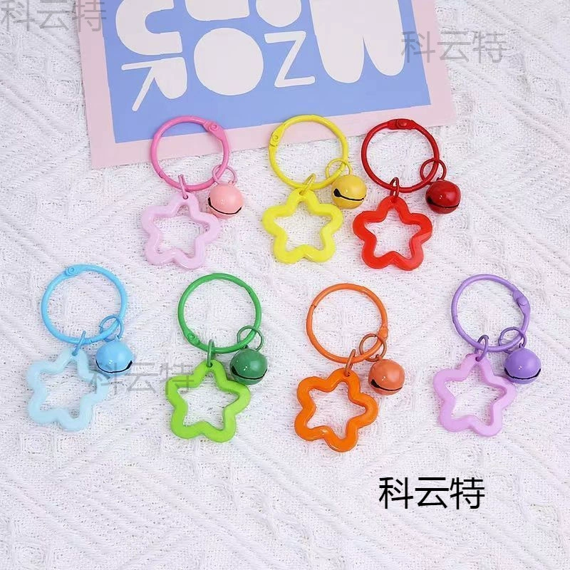 Acrylic Star Keychain with Bell, Handmade Backpack Charm, Assorted Colors, Small