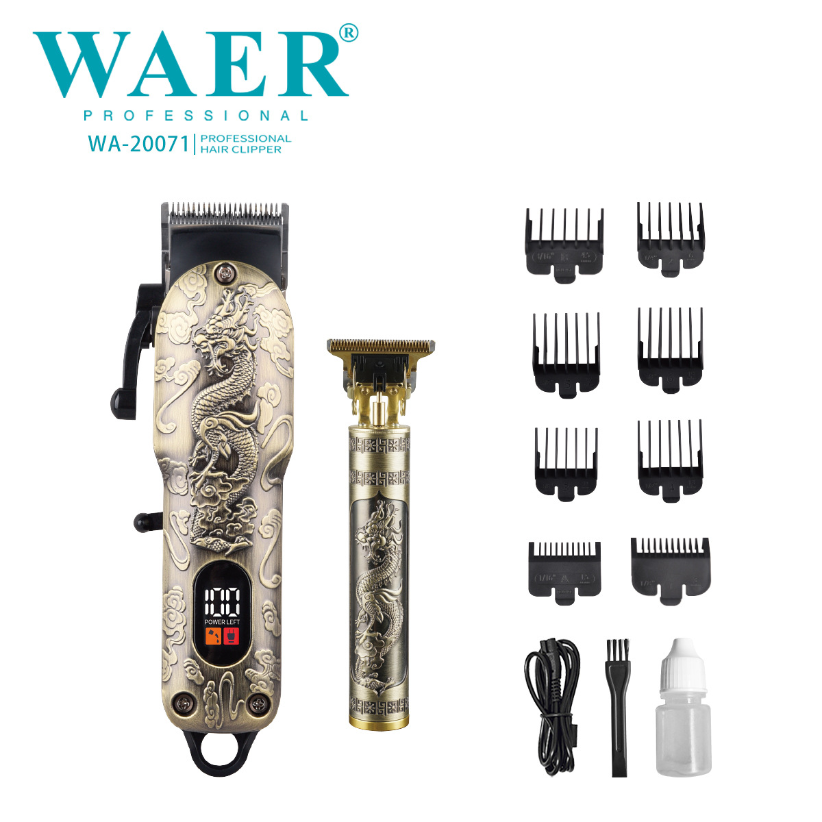 WAER transfronterizo pantalla digital profesional cortador de pelo eléctrico cabeza de afeitar artefacto de peluquería especial tijeras de empuje de carga USB