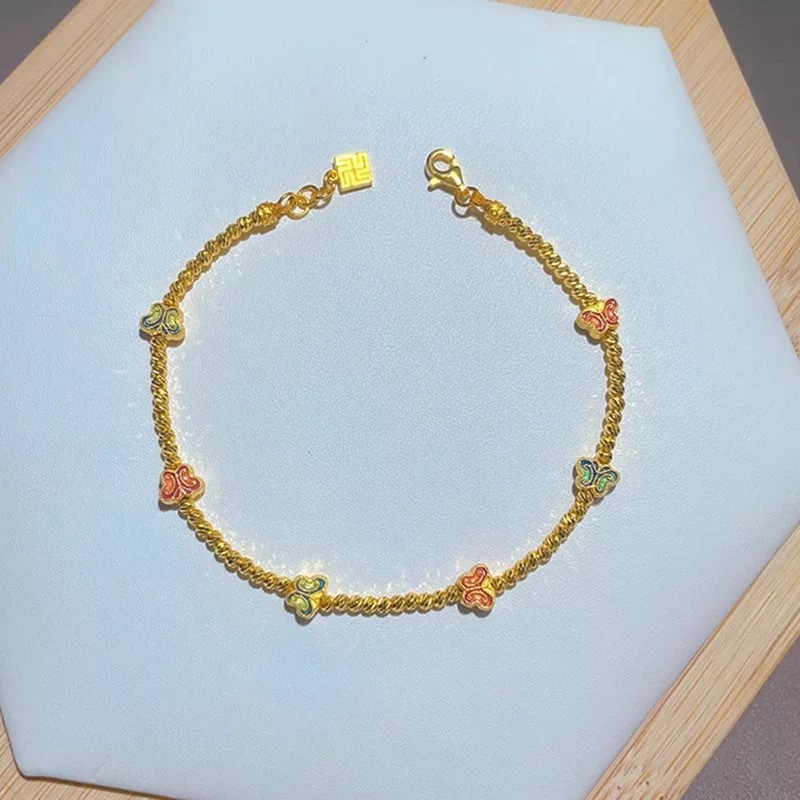 Gold Shining Enamel Butterfly Bracelet Women's Gold Niche Design Fashion Shining Didi Ball for Girlfriend Gift_voghion.com