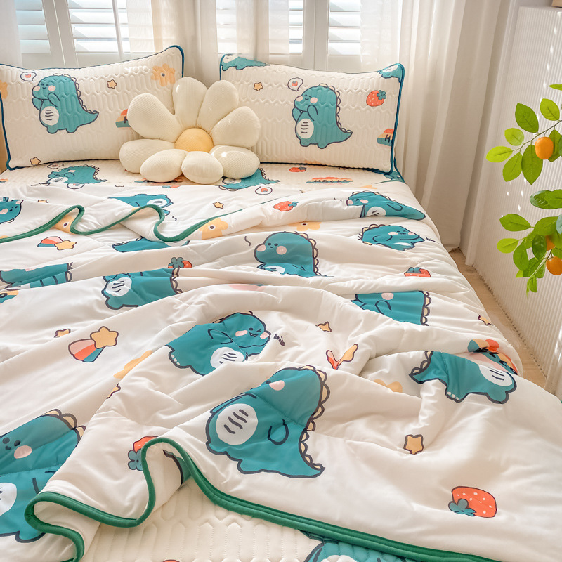 Juego de cuatro piezas de seda de hielo de verano, edredón fresco de verano, nuevo juego de cama de sábanas de látex de verano 2025