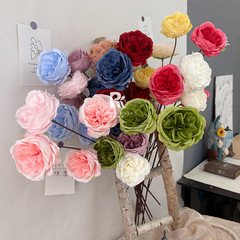 仿真花3頭奧斯汀玫瑰假花訂婚宴婚房擺件花婚慶布景花排裝飾花材