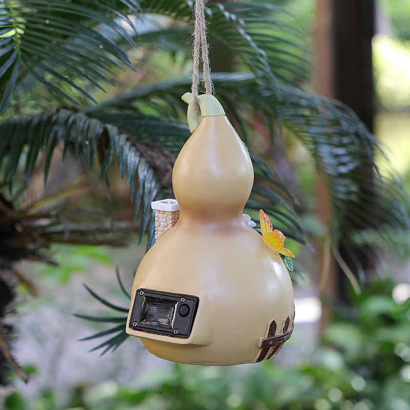 Artificial pared colgante calabaza casa decoración al aire libre patio árbol colgante lámpara solar paisaje resina creativa regalo decorativo