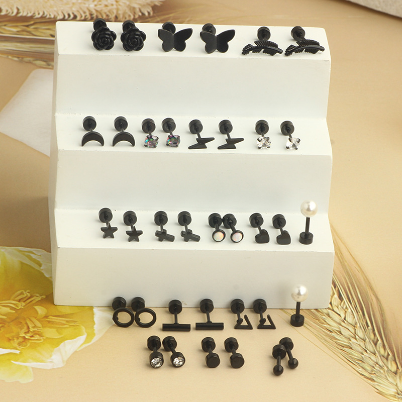 Gold Heart-Shaped Mini Stud Earrings Stainless Steel Geometric Cake Studs for Women detail image 11