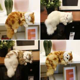 跨境仿真睡猫挂猫皮毛工艺品仿真猫静态模型礼品家居摆件睡觉猫咪